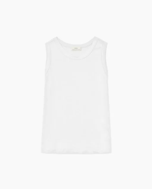 YERSE Top básico escote redondo blanco Fashion