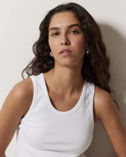 YERSE Top canalé 100% algodón orgánico blanco Hot