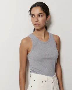 YERSE Top canalé 100% algodón orgánico gris Hot