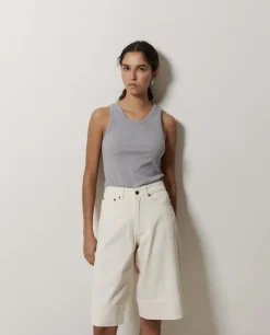 YERSE Top canalé 100% algodón orgánico gris Hot