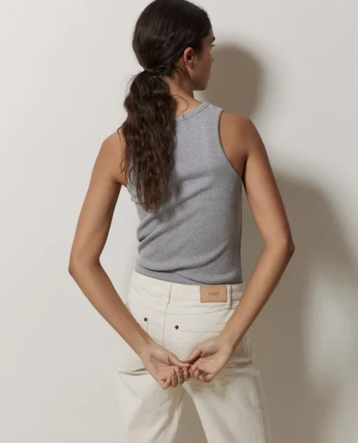 YERSE Top canalé 100% algodón orgánico gris Hot