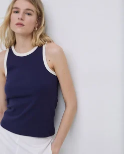 YERSE Top contraste en vivos azul oscuro Online