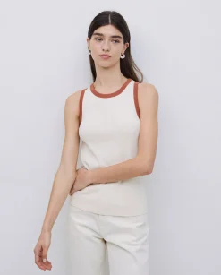 YERSE Top contraste en vivos crudo Sale