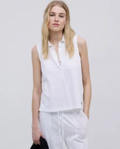 YERSE Top cuello polo botones blanco Discount