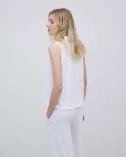 YERSE Top cuello polo botones blanco Discount
