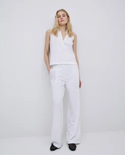 YERSE Top cuello polo botones blanco Discount