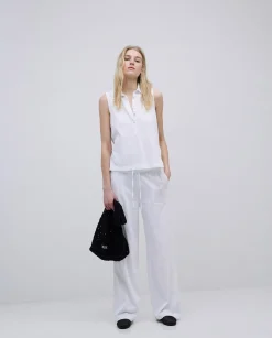 YERSE Top cuello polo botones blanco Discount