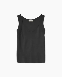 YERSE Top escote pico tirantes anchos negro Discount