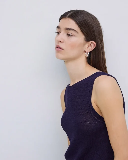 YERSE Top escote redondo azul oscuro New