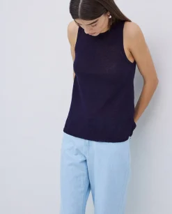 YERSE Top escote redondo azul oscuro New