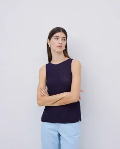 YERSE Top escote redondo azul oscuro New