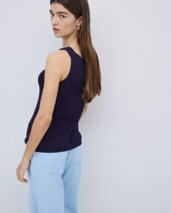 YERSE Top escote redondo azul oscuro New