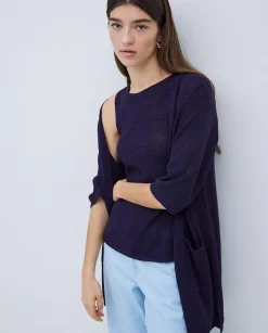 YERSE Top escote redondo azul oscuro New
