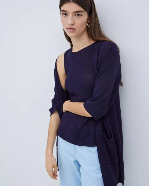 YERSE Top escote redondo azul oscuro New