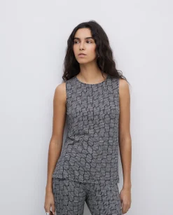 YERSE Top geométrico negro Outlet