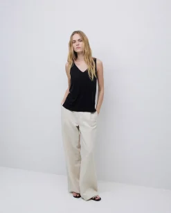 YERSE Top pico modal negro Sale