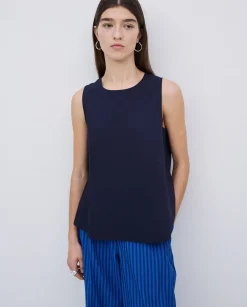 YERSE Top popelín azul oscuro Fashion