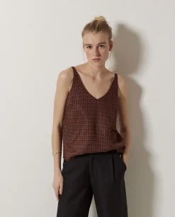 YERSE Top Tencel pico chocolate Sale