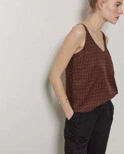 YERSE Top Tencel pico chocolate Sale