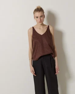YERSE Top Tencel pico chocolate Sale