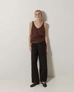YERSE Top Tencel pico chocolate Sale