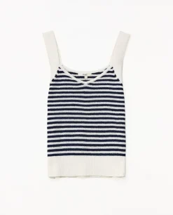 YERSE Top tirantes escote pico rayas azul oscuro Fashion