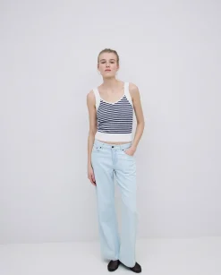 YERSE Top tirantes escote pico rayas azul oscuro Fashion