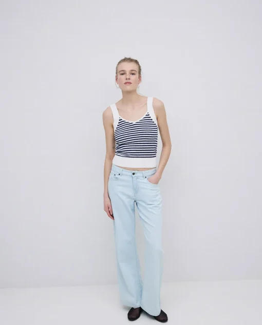 YERSE Top tirantes escote pico rayas azul oscuro Fashion