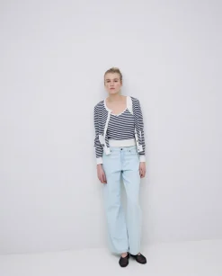YERSE Top tirantes escote pico rayas azul oscuro Fashion