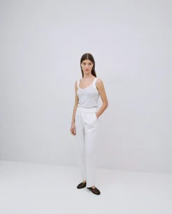 YERSE Top tirantes escote pico rayas gris New