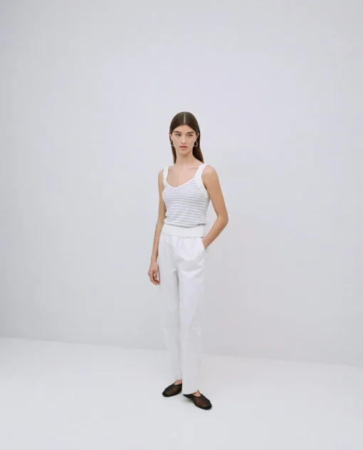 YERSE Top tirantes escote pico rayas gris New