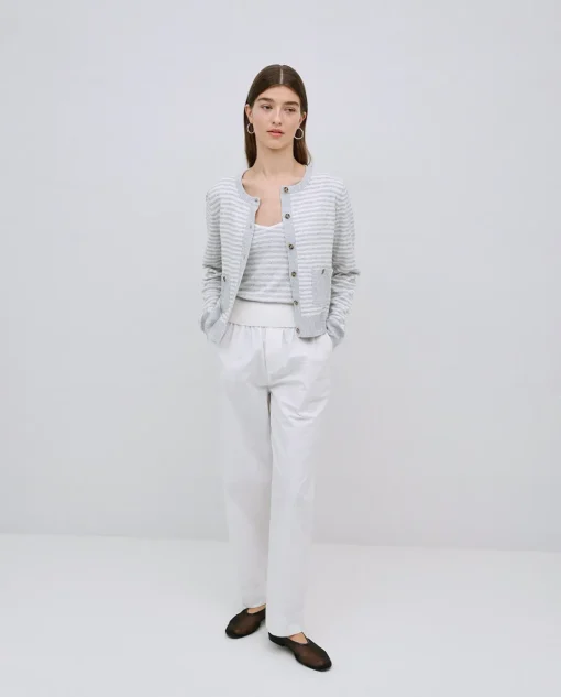 YERSE Top tirantes escote pico rayas gris New