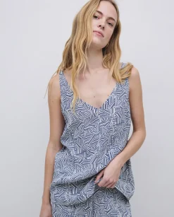 YERSE Top tirantes geométrico azul Fashion
