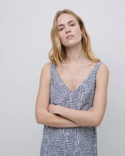 YERSE Top tirantes geométrico azul Fashion