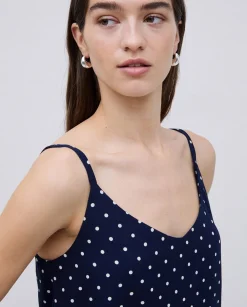 YERSE Top tirantes viscosa lunares azul oscuro Outlet