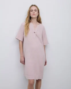 YERSE Vestido corto doble gasa rosa pálido Outlet