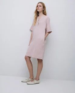YERSE Vestido corto doble gasa rosa pálido Outlet