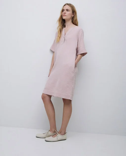 YERSE Vestido corto doble gasa rosa pálido Outlet