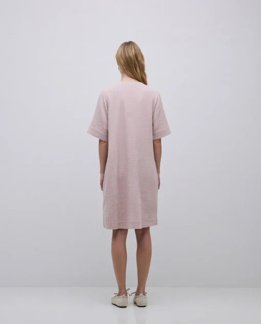 YERSE Vestido corto doble gasa rosa pálido Outlet