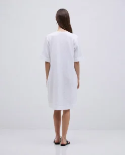 YERSE Vestido corto doble gasa blanco Clearance