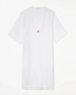 YERSE Vestido corto doble gasa blanco Clearance