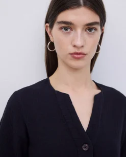 YERSE Vestido corto doble gasa negro New