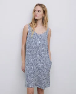 YERSE Vestido corto escote pico azul New