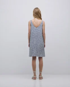 YERSE Vestido corto escote pico azul New