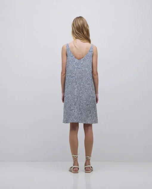 YERSE Vestido corto escote pico azul New