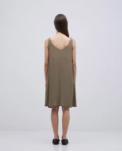 YERSE Vestido corto escote pico caqui Outlet