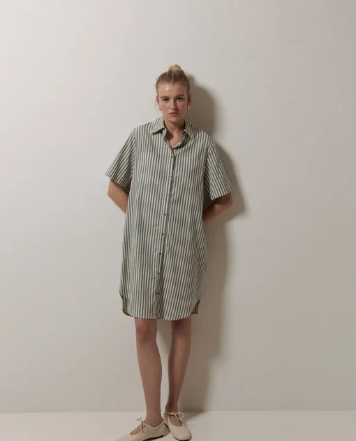 YERSE Vestido corto rayas verde Outlet