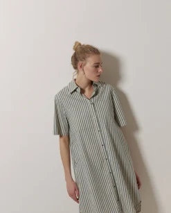 YERSE Vestido corto rayas verde Outlet