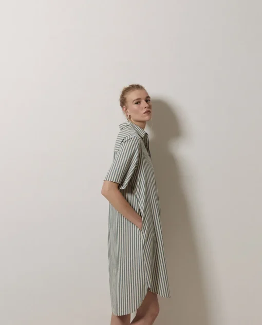 YERSE Vestido corto rayas verde Outlet