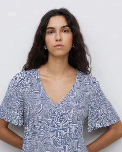 YERSE Vestido creppe viscosa ecovero azul Online
